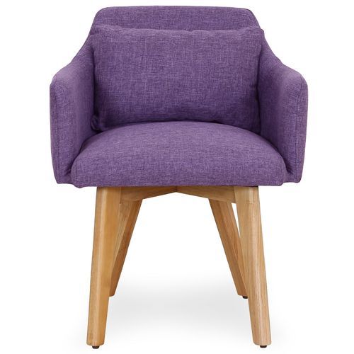 Chaise scandinave avec accoudoir tissu violet Kendi - Lot de 2 - Photo n°3; ?>