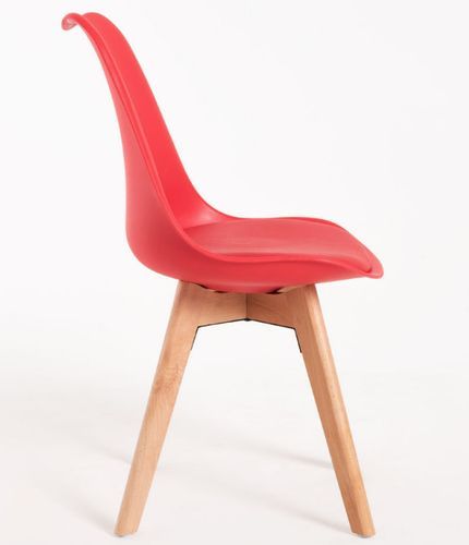 Chaise scandinave avec coussin simili rouge Genève - Lot de 2 - Photo n°2; ?>