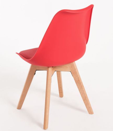 Chaise scandinave avec coussin simili rouge Genève - Lot de 2 - Photo n°3; ?>