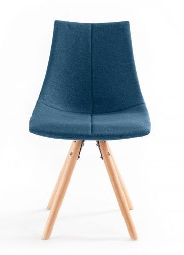 Chaise scandinave bleue en tissu avec pieds en hêtre naturel Laura- Lot de 2 - Photo n°2; ?>