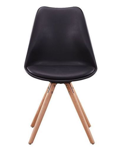 Chaise scandinave noire assise coussin simili cuir Norda - Lot de 2 - Photo n°3; ?>