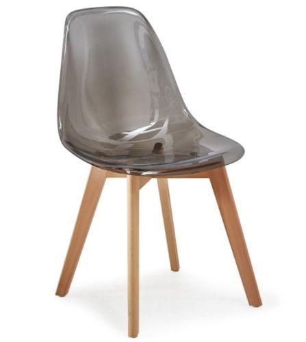 Chaise scandinave plexiglass gris fumé et naturel Oxy - Lot de 4 - Photo n°2; ?>