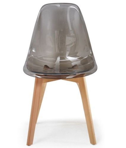 Chaise scandinave plexiglass gris fumé et naturel Oxy - Lot de 4 - Photo n°3; ?>