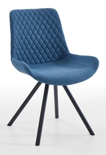 Chaise scandinave tissu bleu et pieds noirs Morane - Lot de 2 - Photo n°2; ?>