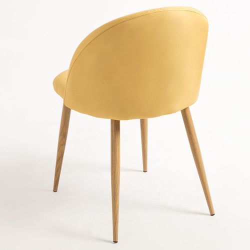 Chaise scandinave tissu jaune et pieds métal clair Kazon - Lot de 2 - Photo n°3; ?>