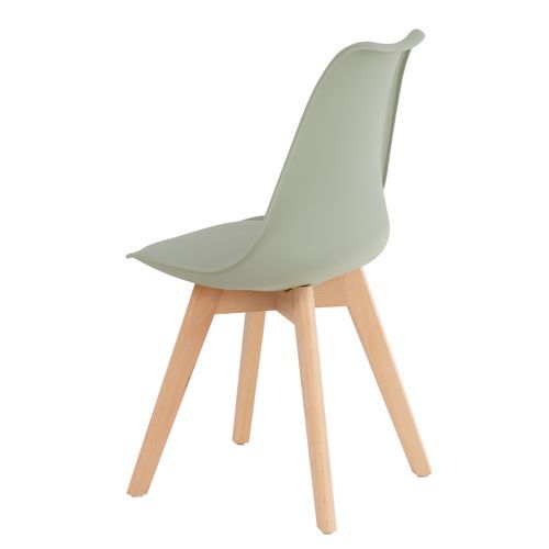 Chaise scandinave vert menthe avec coussin simili cuir et pieds hêtre naturel Karena - Photo n°2; ?>