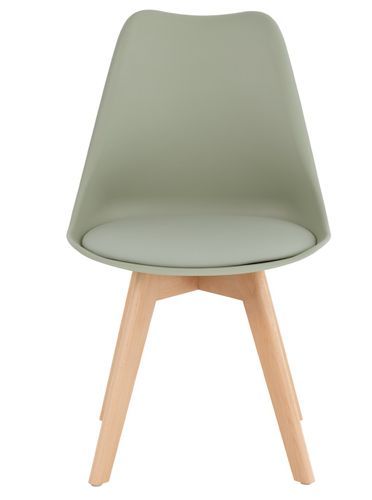 Chaise scandinave vert menthe avec coussin simili cuir et pieds hêtre naturel Karena - Photo n°3; ?>
