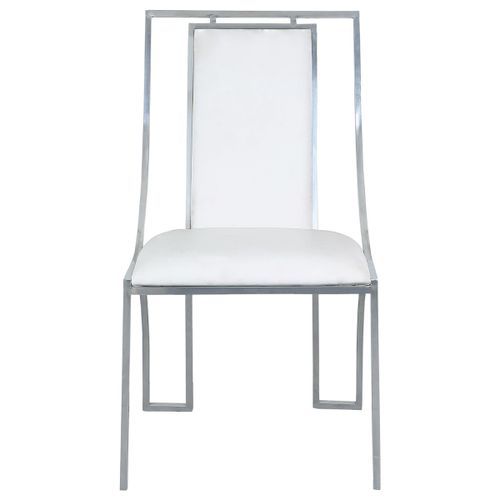 Chaise simili blanc et pieds métal argenté Carita - Lot de 2 - Photo n°2; ?>