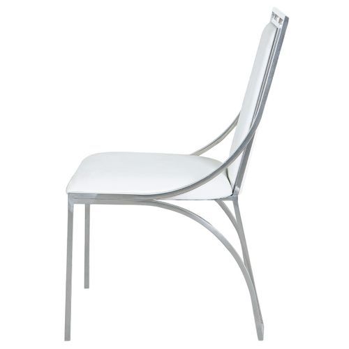 Chaise simili blanc et pieds métal argenté Carita - Lot de 2 - Photo n°3; ?>
