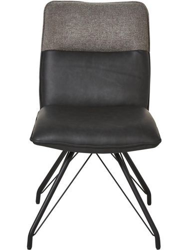 Chaise simili cuir noir et pieds métal noir Collin - Lot de 2 - Photo n°2; ?>