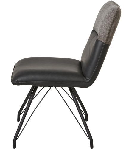 Chaise simili cuir noir et pieds métal noir Collin - Lot de 2 - Photo n°3; ?>