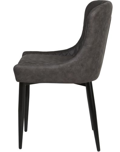 Chaise simili cuir anthracite et pieds métal noir Oriel - Lot de 2 - Photo n°2; ?>