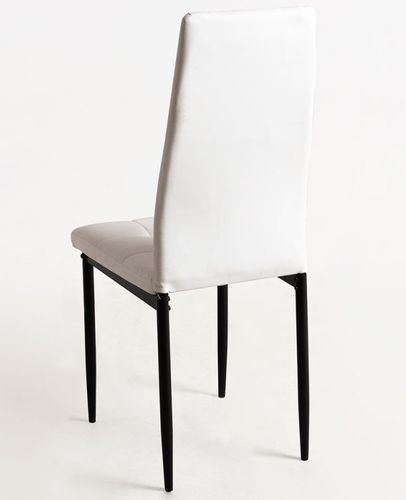 Chaise simili cuir blanc capitonné et pieds acier noir Kentor - Photo n°3; ?>