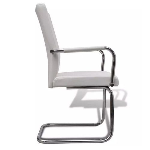 Chaise simili cuir blanc et métal chromé Bea - Lot de 2 - Photo n°2; ?>