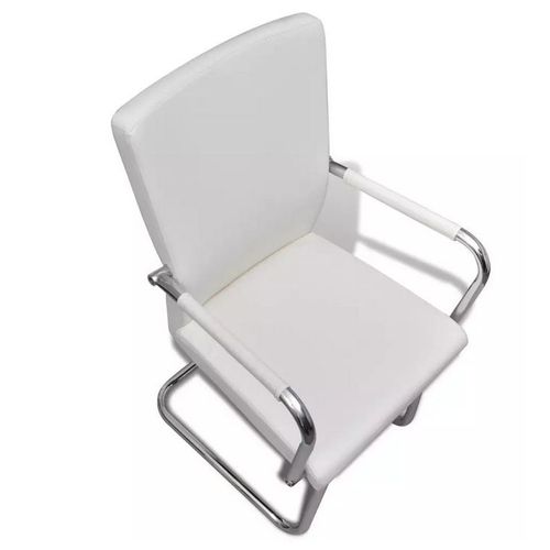 Chaise simili cuir blanc et métal chromé Bea - Lot de 2 - Photo n°3; ?>