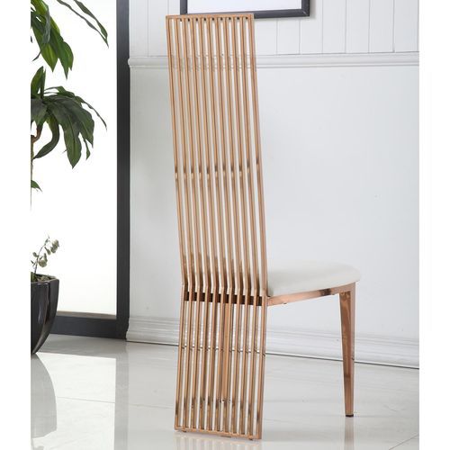 Chaise simili cuir blanc et métal doré Kallera - Lot de 2 - Photo n°3; ?>