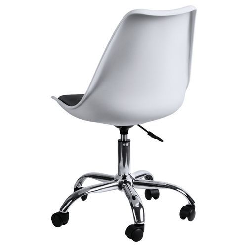 Chaise simili cuir blanc et noir sur pied central chromé Loky - Photo n°2; ?>