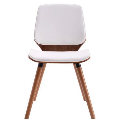 Chaise simili cuir blanc et pieds bois clair Amita - Lot de 2 - Photo n°2; ?>