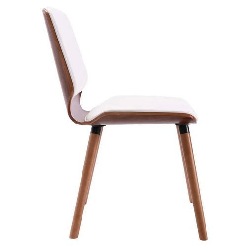 Chaise simili cuir blanc et pieds bois clair Amita - Lot de 2 - Photo n°3; ?>