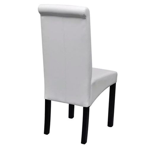 Chaise simili cuir blanc et pieds bois noir Acheet - Lot de 2 - Photo n°2; ?>