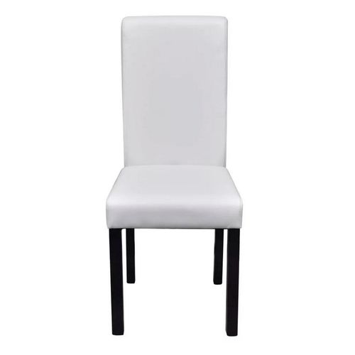 Chaise simili cuir blanc et pieds bois noir Acheet - Lot de 2 - Photo n°3; ?>
