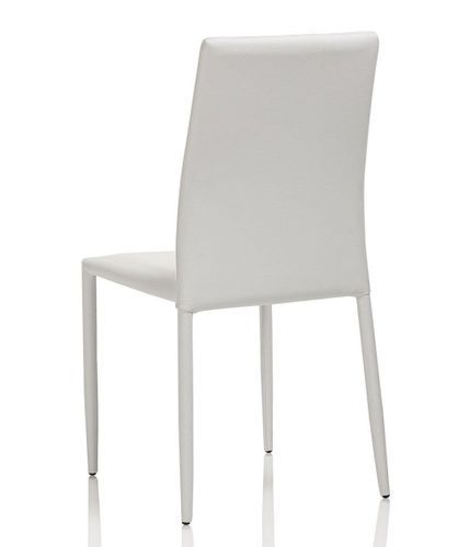 Chaise simili cuir blanc et pieds métal blanc Danan - Lot de 4 - Photo n°2; ?>