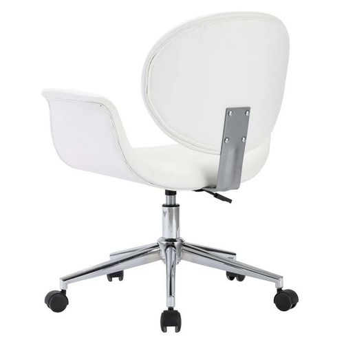 Chaise simili cuir blanc et pieds métal chromé Eris - Lot de 2 - Photo n°3; ?>