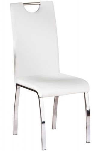 Chaise simili cuir blanc et pieds métal chromé Lust - Lot de 2 - Photo n°2; ?>
