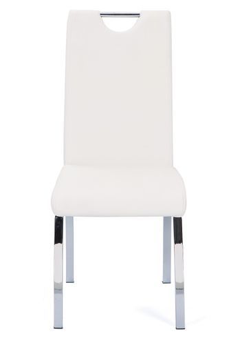 Chaise simili cuir blanc et pieds métal chromé Lust - Lot de 2 - Photo n°3; ?>