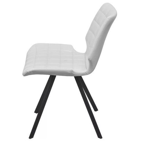 Chaise simili cuir blanc et pieds métal noir Jeje - Lot de 2 - Photo n°3; ?>
