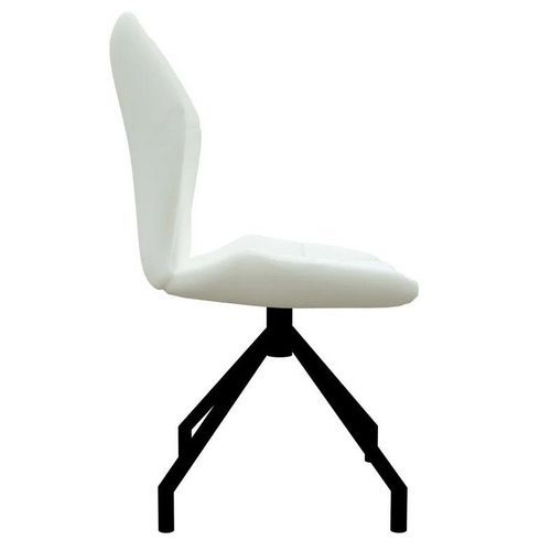 Chaise simili cuir blanc et pieds métal noir Amy - Lot de 2 - Photo n°3; ?>