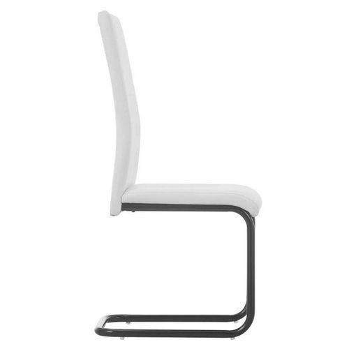 Chaise simili cuir blanc et pieds métal noir Adma - Lot de 4 - Photo n°2; ?>
