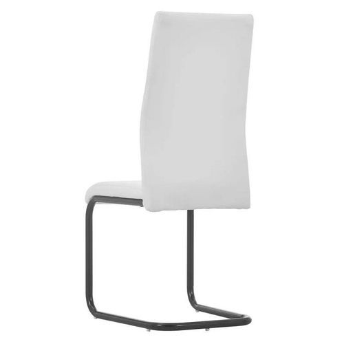 Chaise simili cuir blanc et pieds métal noir Adma - Lot de 4 - Photo n°3; ?>