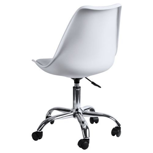 Chaise simili cuir blanc sur pied central chromé Loky - Photo n°2; ?>