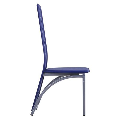 Chaise simili cuir bleu et pieds métal Ceaney - Lot de 4 - Photo n°3; ?>