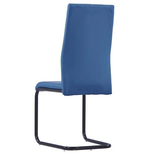 Chaise simili cuir bleu et pieds métal noir Adma - Lot de 2 - Photo n°3; ?>