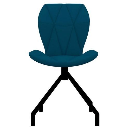 Chaise simili cuir bleu et pieds métal noir Amy - Lot de 2 - Photo n°3; ?>