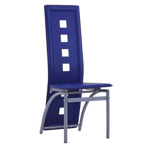 Chaise simili cuir bleu foncé et pieds métal Ceaney - Lot de 2 - Photo n°2; ?>