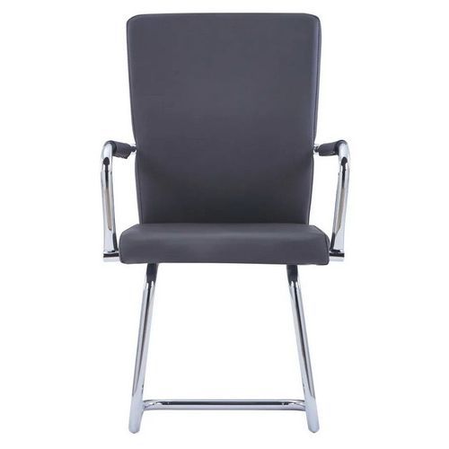 Chaise simili cuir gris et métal chromé Bea - Lot de 2 - Photo n°2; ?>