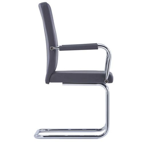 Chaise simili cuir gris et métal chromé Bea - Lot de 2 - Photo n°3; ?>