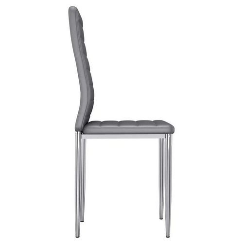 Chaise simili cuir gris et pieds métal chromé Olyr - Lot de 2 - Photo n°3; ?>