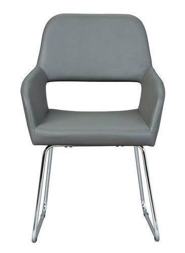 Chaise simili cuir gris et pieds métal chromé Seden - Lot de 2 - Photo n°2; ?>