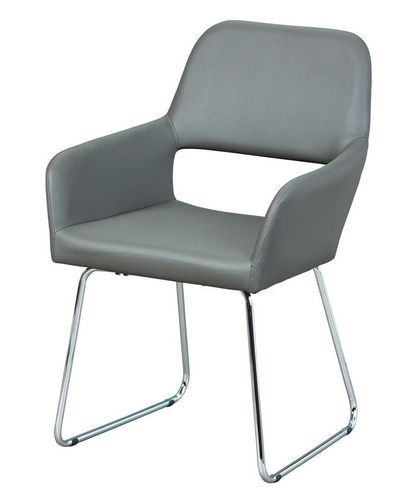 Chaise simili cuir gris et pieds métal chromé Seden - Lot de 2 - Photo n°3; ?>