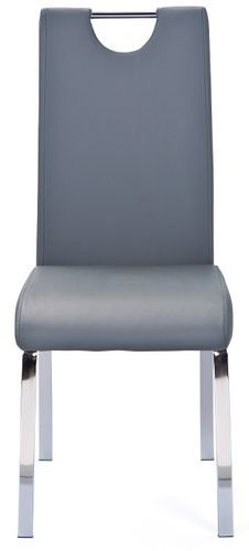 Chaise simili cuir gris et pieds métal chromé Lust - Lot de 2 - Photo n°3; ?>