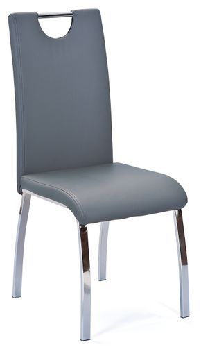 Chaise simili cuir gris et pieds métal chromé Lust - Lot de 2 - Photo n°2; ?>