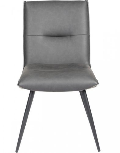 Chaise simili cuir gris et pieds métal Kidia - Lot de 2 - Photo n°2; ?>