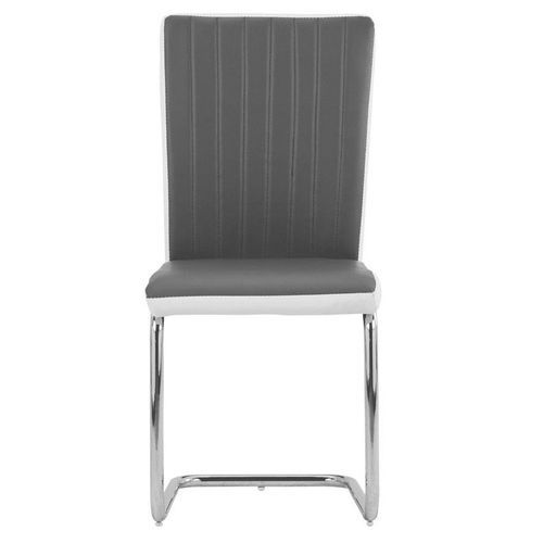 Chaise simili cuir gris et pieds métal Nitra - Lot de 2 - Photo n°3; ?>