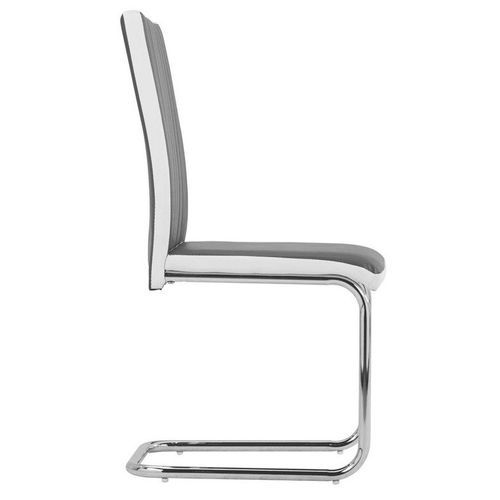 Chaise simili cuir gris et pieds métal Nitra - Lot de 4 - Photo n°3; ?>