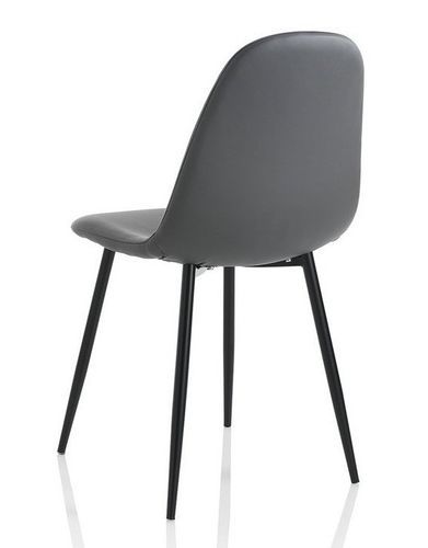 Chaise simili cuir gris et pieds métal noir Danita - Lot de 4 - Photo n°2; ?>