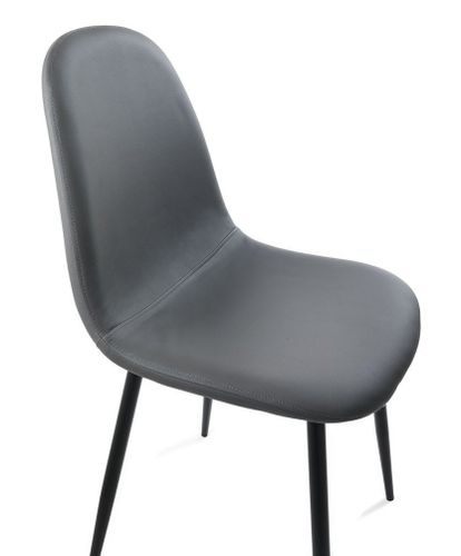 Chaise simili cuir gris et pieds métal noir Danita - Lot de 4 - Photo n°3; ?>